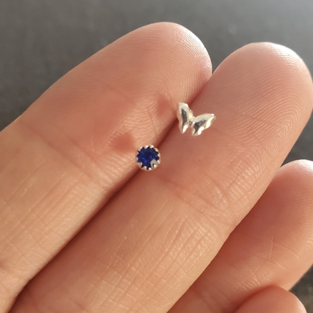 Butterfly Rhinestone Sterling silver nose studs🌻
